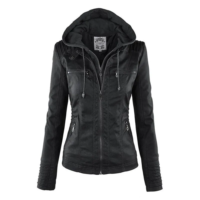 Heidi-Mode | Lederjacke mit Kapuze für Frauen