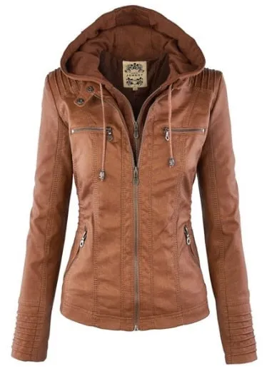 Heidi-Mode | Lederjacke mit Kapuze für Frauen