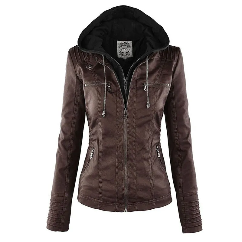 Heidi-Mode | Lederjacke mit Kapuze für Frauen