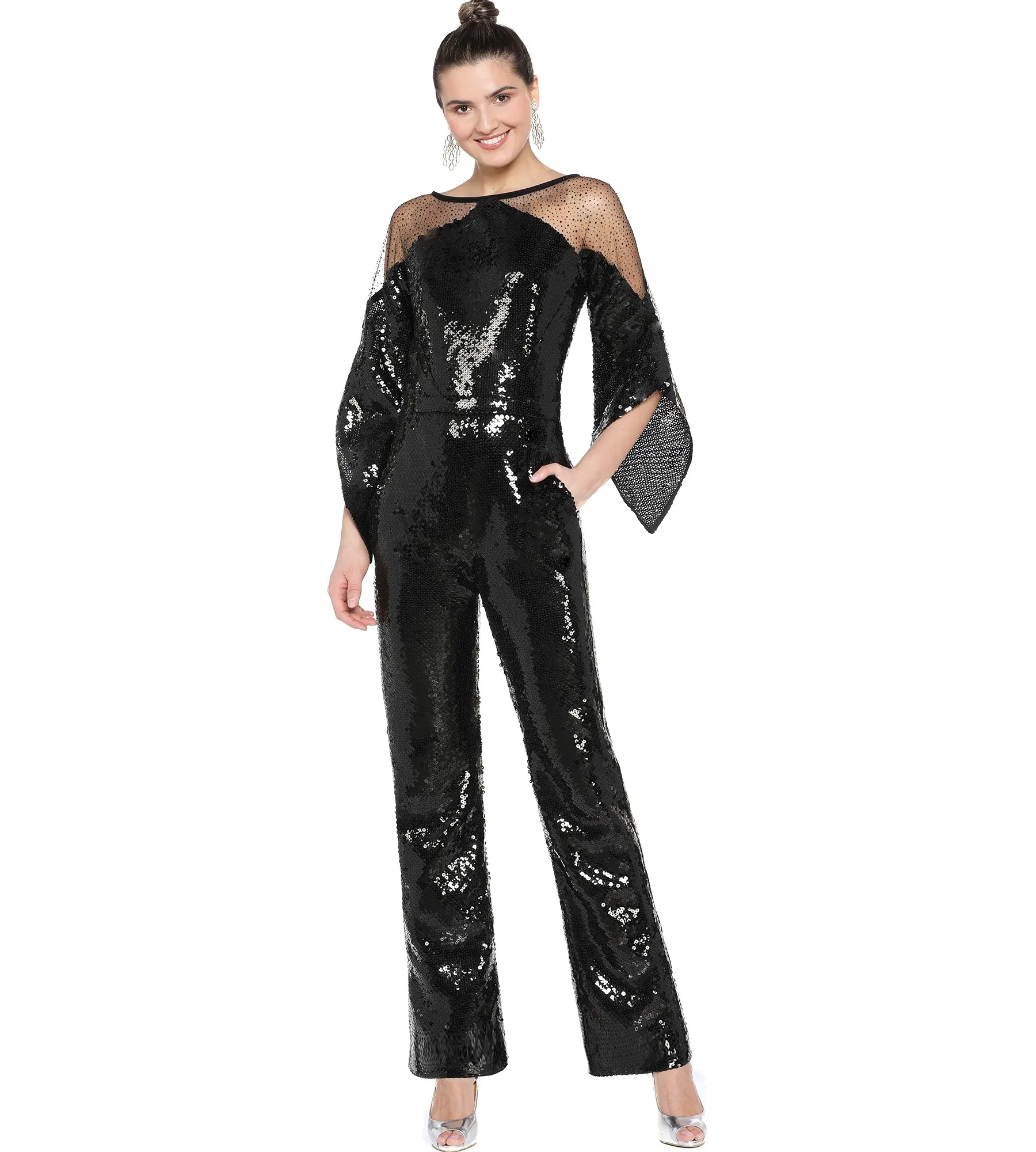 Jumpsuit mit angeschnittenem Arm in Schwarz