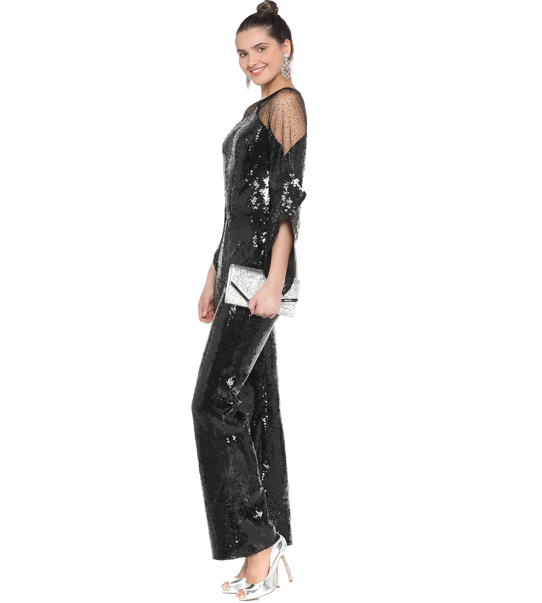 Jumpsuit mit angeschnittenem Arm in Schwarz