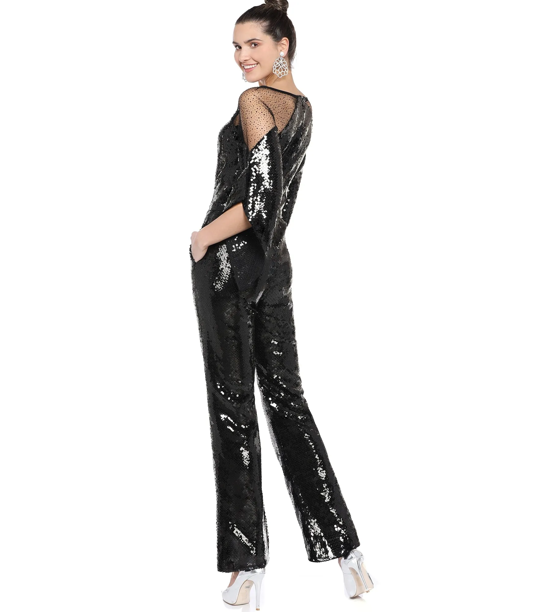 Jumpsuit mit angeschnittenem Arm in Schwarz